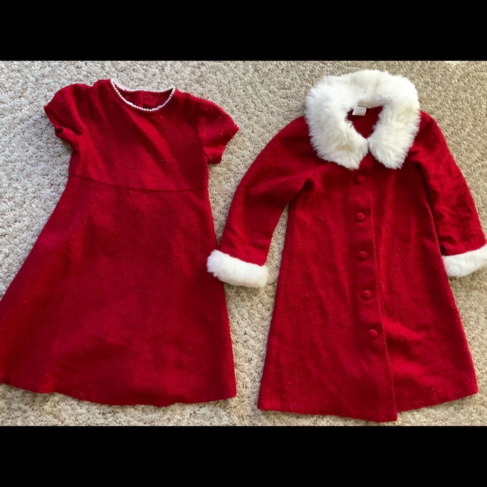 Vintage chenille Set Coat and Dress set Girls sz 5